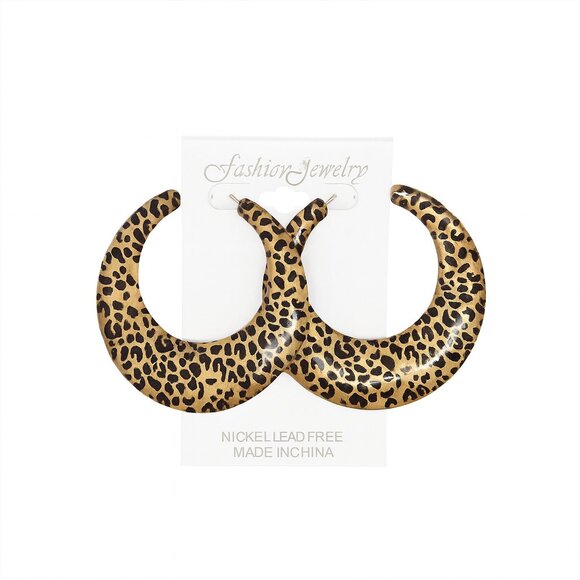 NEW Acrylic Leopard Hoops Nickel & Lead Free - Picture 2 of 3
